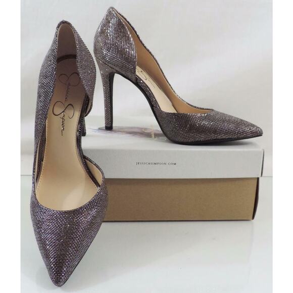 Jessica Simpson Claudette D'Orsay Dress Pumps Heels Bronze Sparkle Mesh - Picture 8 of 8